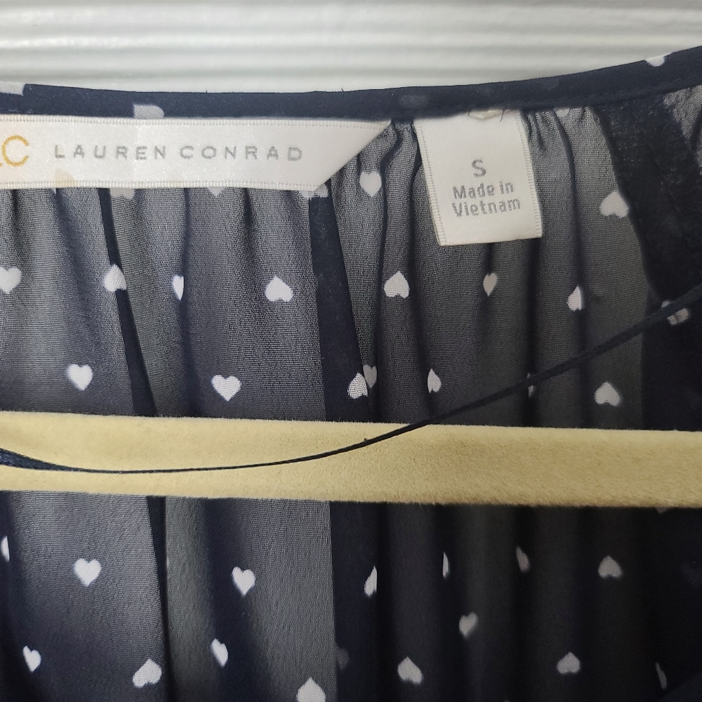LC Navy Sheer Three Quarter Length Blouse, Small - Picture 4 of 6